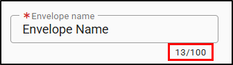 The Envelope name has a max of 100 characters.