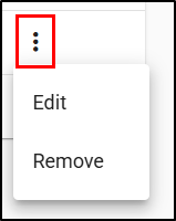 Click the Actions icon (vertical ellipsis) to find the Remove option.