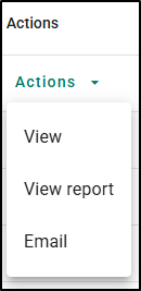 Actions available during Completed status: View, View Report, and Email.