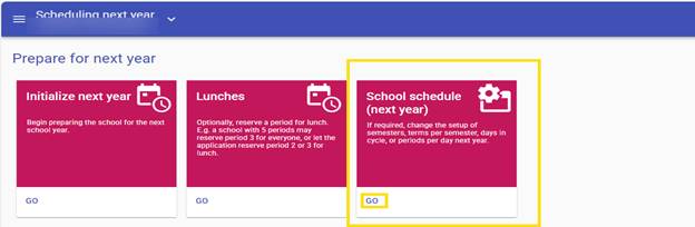 The image is a webpage with a calendar interface for scheduling school events, offering options to set up lunch periods and adjust the schedule for the upcoming school year.
AI-generated content may be incorrect.