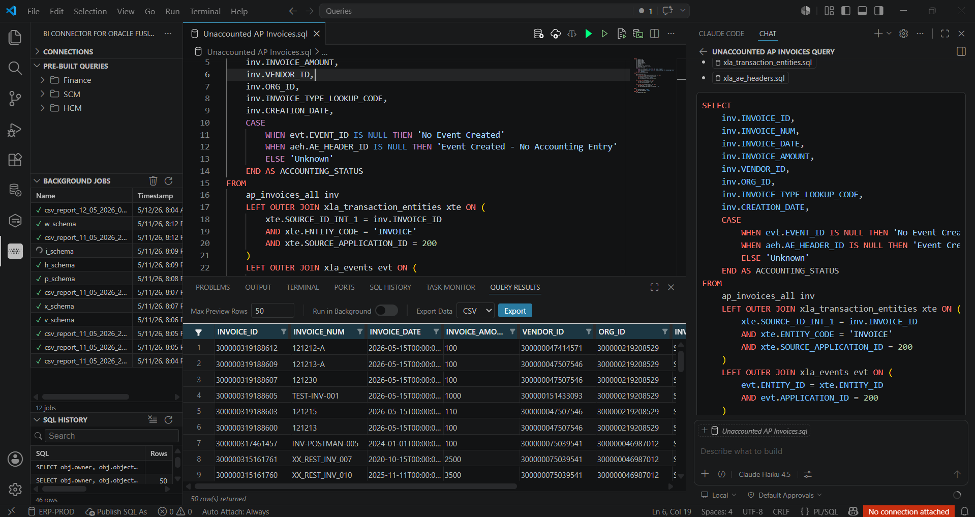 Running a parameterized query in the BI Connector editor