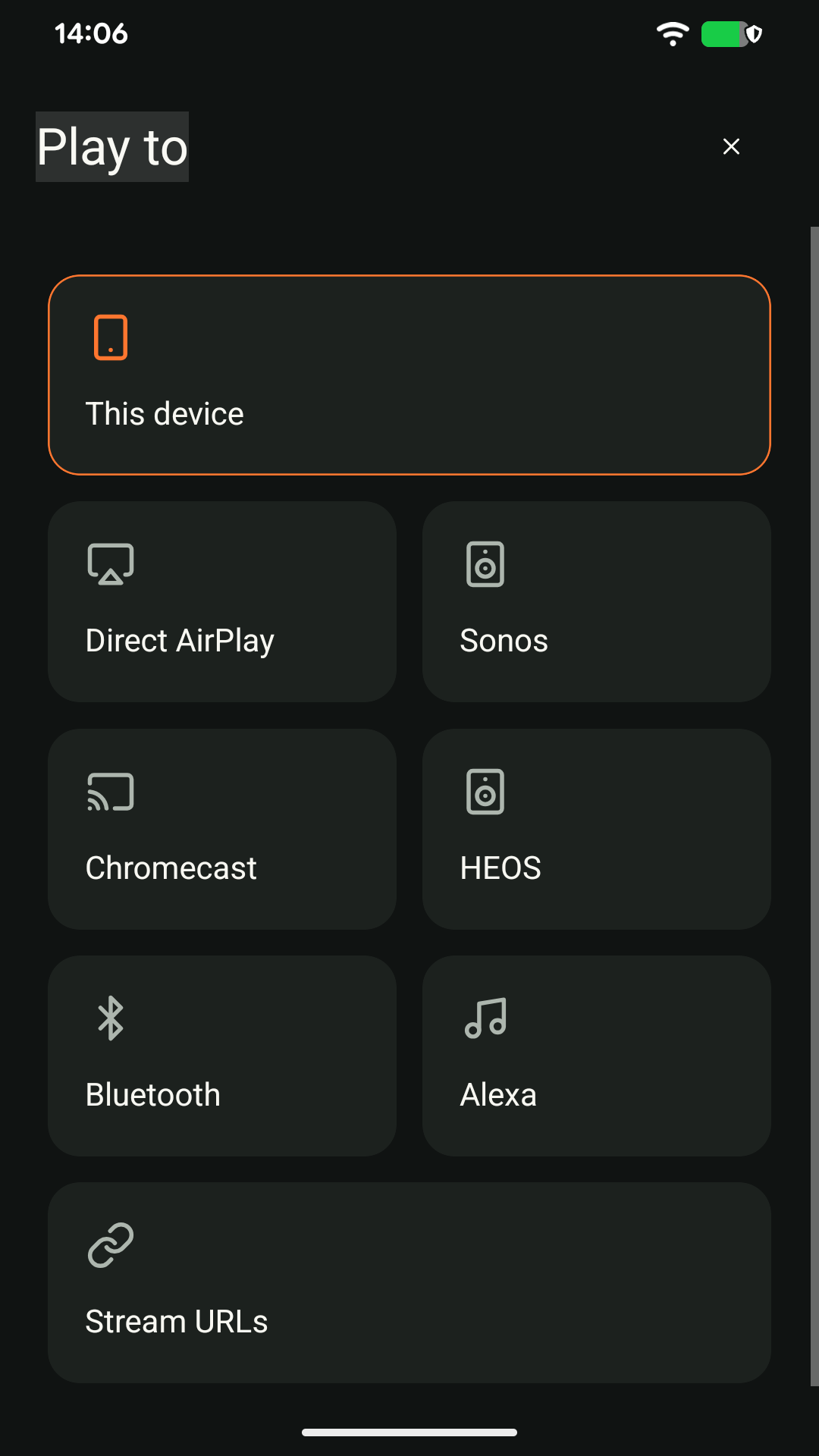 Android: open Play to and choose the output you want.