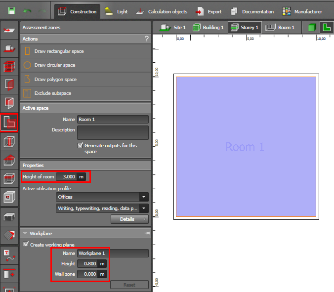 Wie kann die Randzone und Höhe der Nutzebene geändert werden