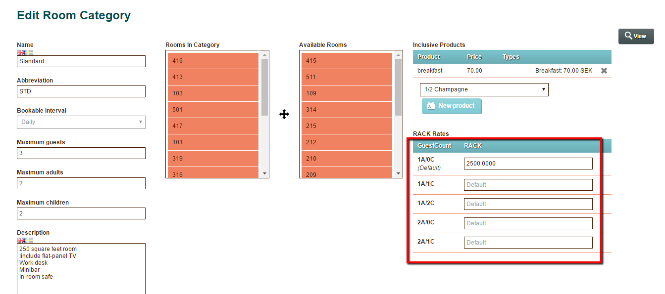 Rooms Change RACK rate Nitesoft Helpdesk
