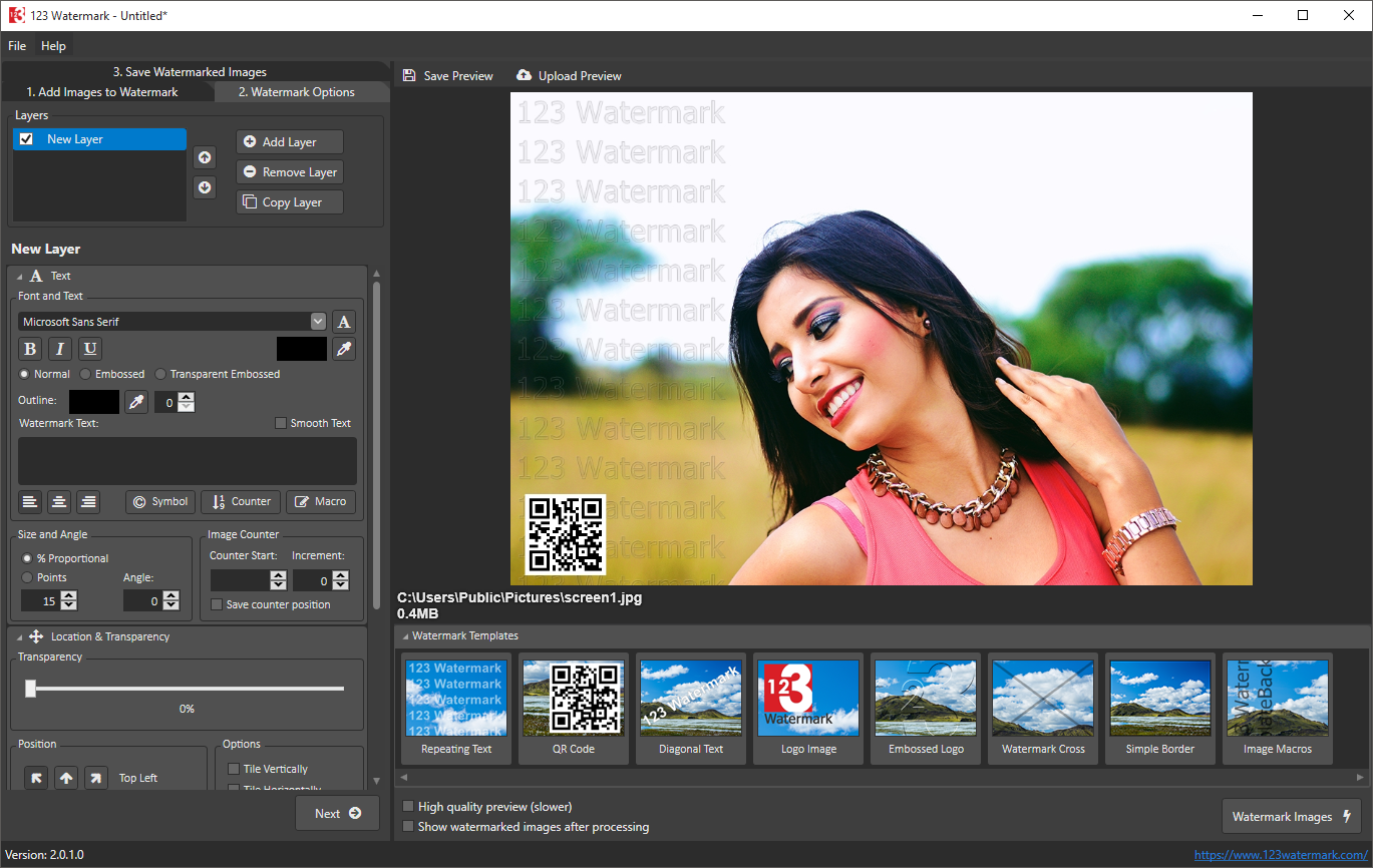Guide 123 watermark main features