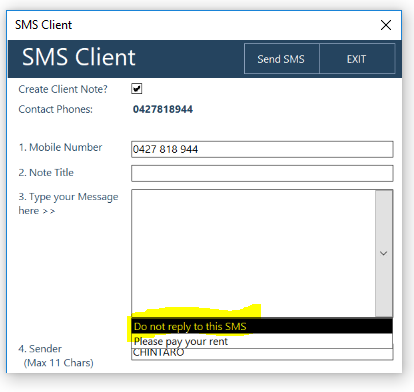 Adding Sms Default Messages Chintaro Support Au 03 9111 2656 Nz 09 8 9296
