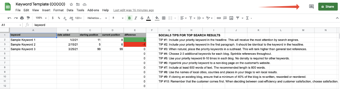How to create a keyword tracking sheet : Social5