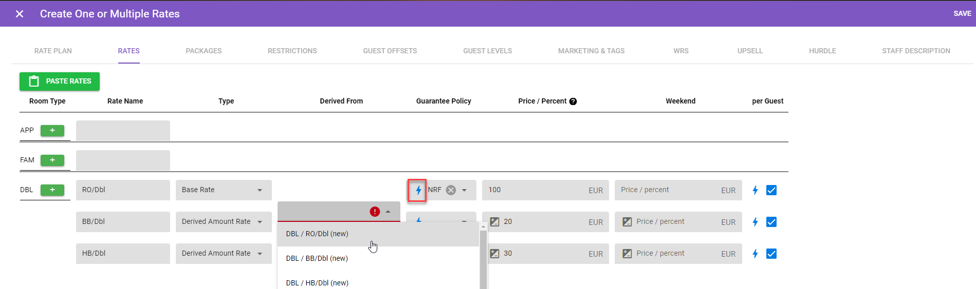 Rate Section - Creating and editing rates : Support Centre