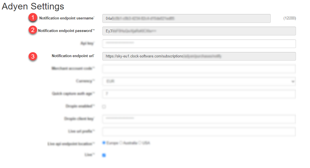 Adyen - Configuration : Support Centre
