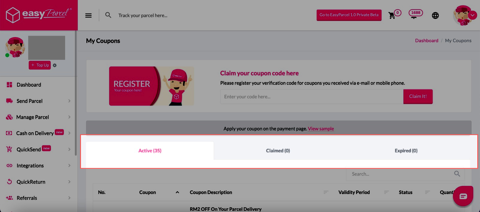 Can I convert coupon to money? EasyParcel (Malaysia) Help Centre