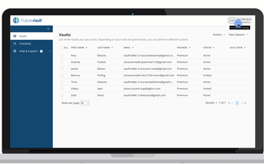 Personalize and Assign Contact Cards to Vaults in FutureVault