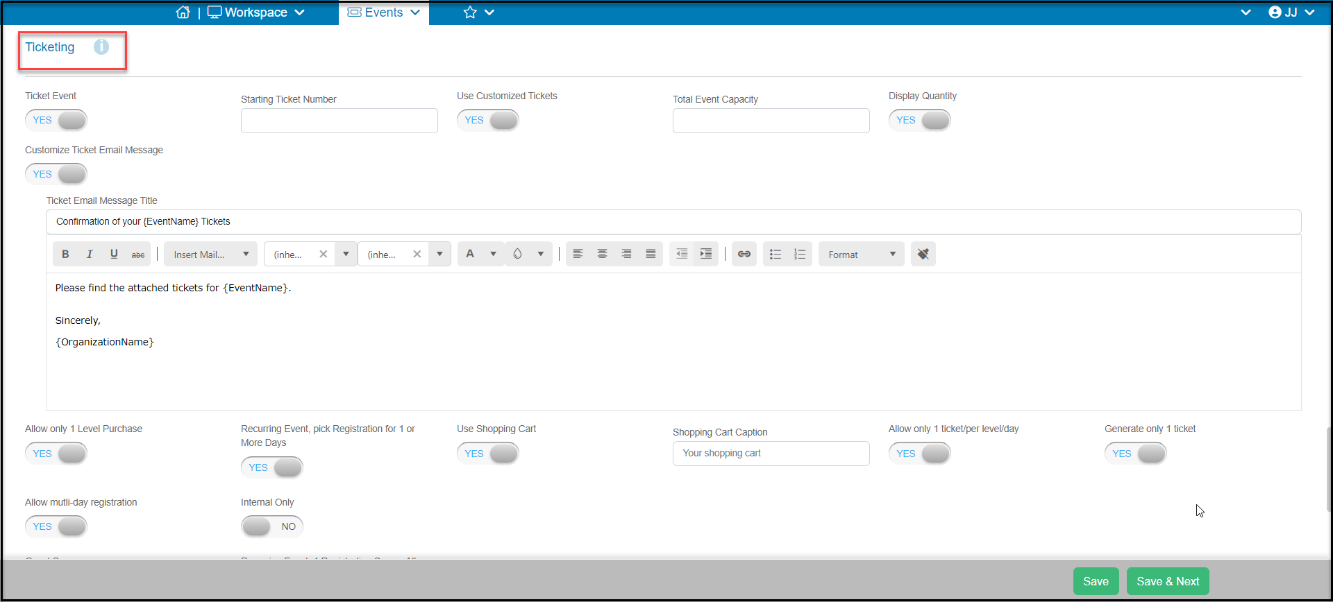 What is the Event Settings tab for? : DonorView