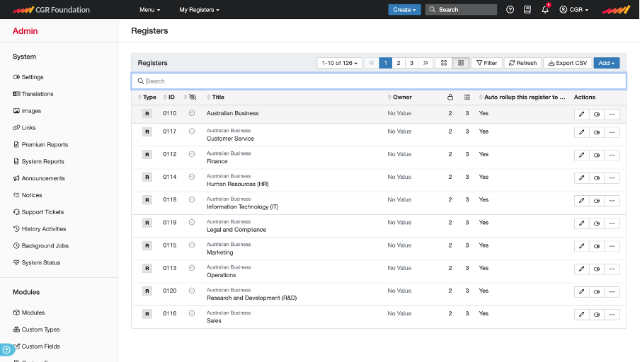 Register list screenshot