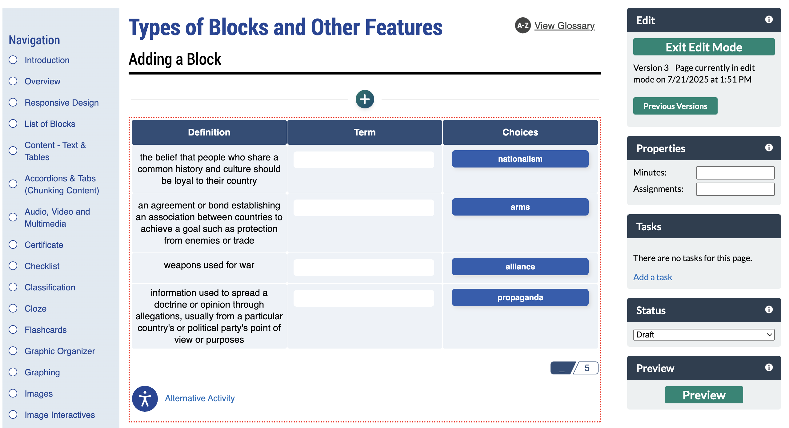 Screenshot of new block with red, dotted line around it.
