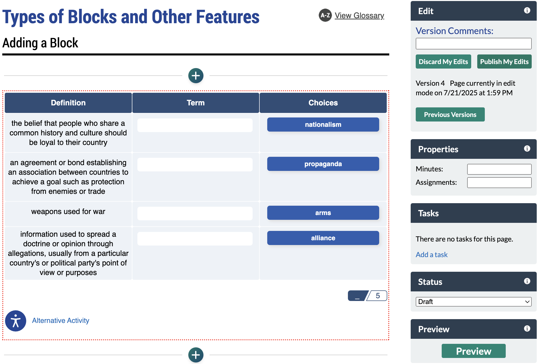 Screenshot of content page in Edit mode; Publish my Edits on the right.