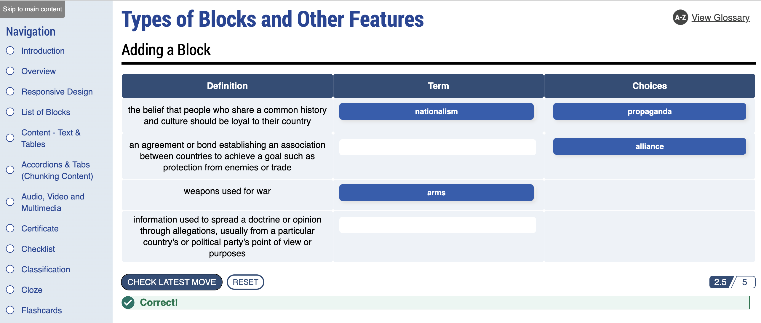 Screenshot of CourseArc content in Preview mode.