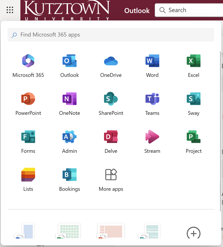The Microsoft 365 Web App selector.