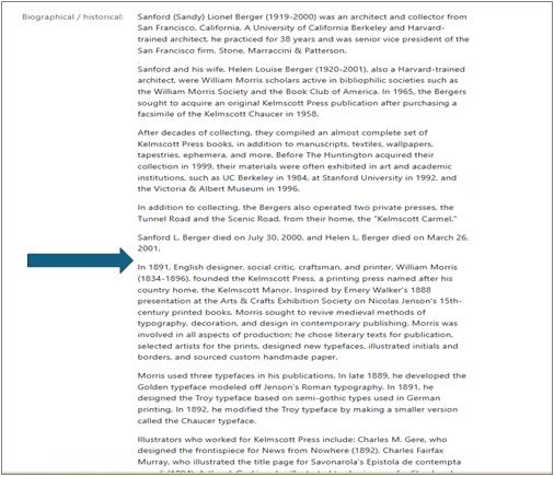 Screenshot of multiple bioghist notes in display
