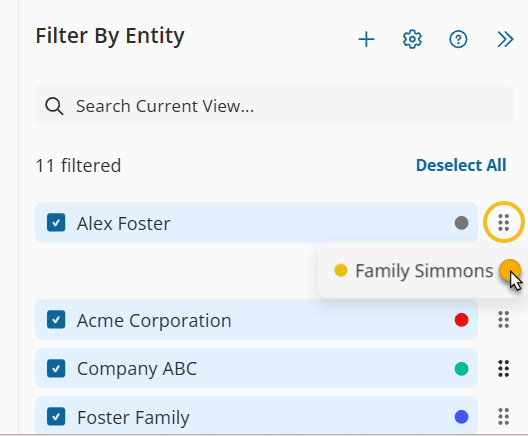 Inside the vault, you will now see a six-dot drag icon next to each entity. Simply click, drag, and drop to rearrange the order in which your entities appear.