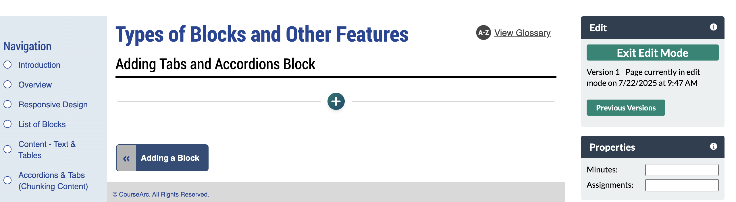 Screenshot of a blank content page in Edit mode.