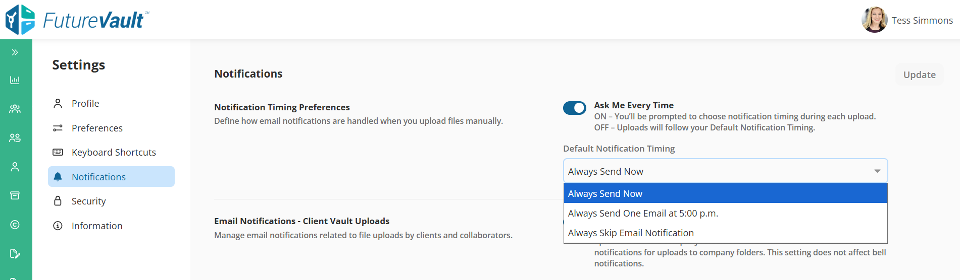 Notification Timing Preferences