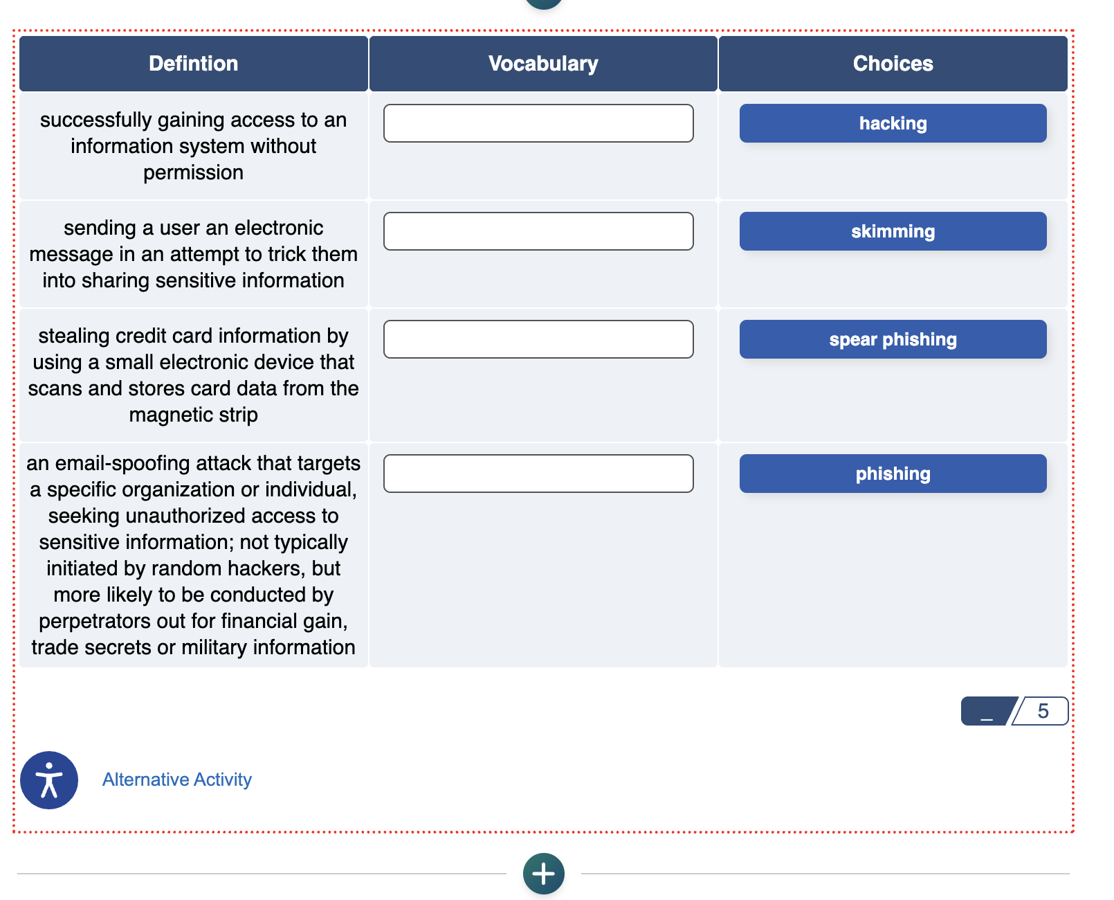 screenshot showing interactive matching block on a page while the page is in edit mode