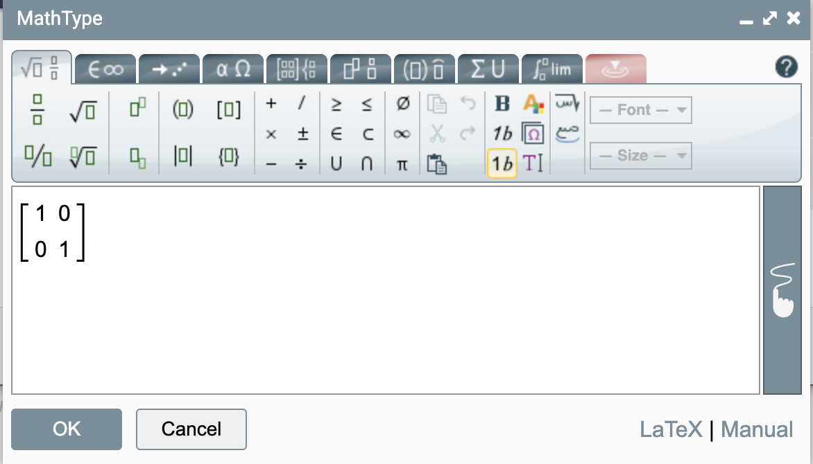 MathType modal interface