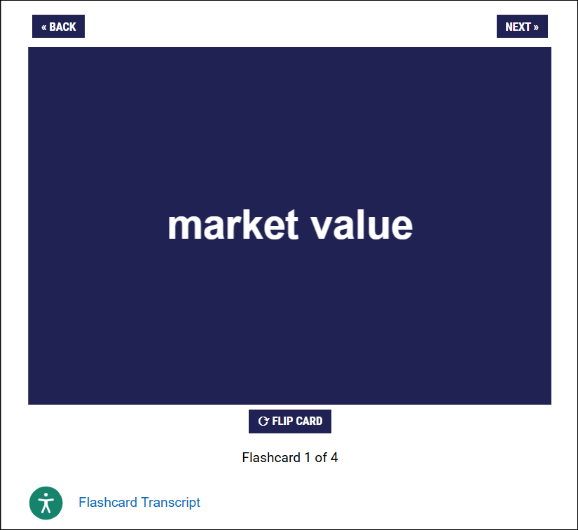 screenshot of a flashcard in the published mode - showing them one at a time
