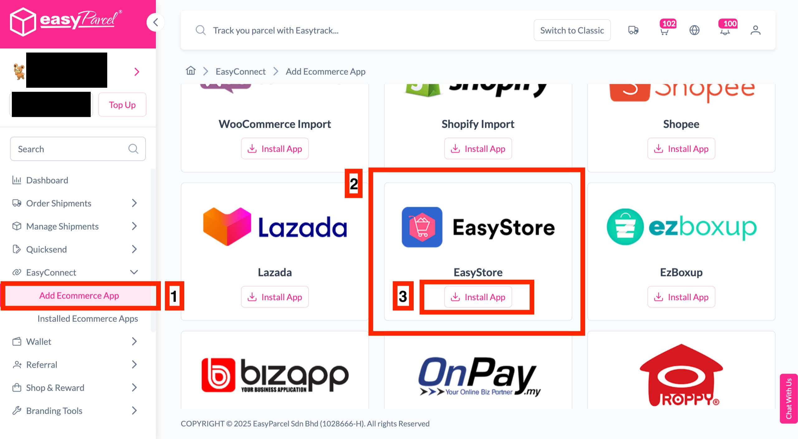 Enter Shop Name and EasyStore URL and click Submit