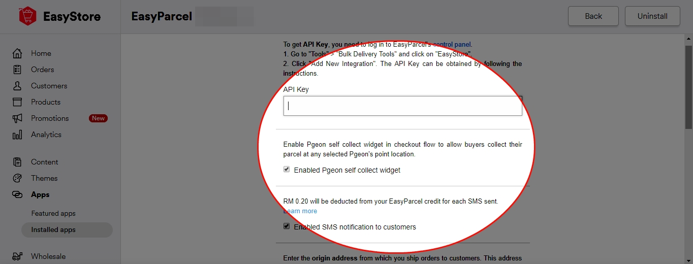Enter Shop Name and EasyStore URL and click Submit