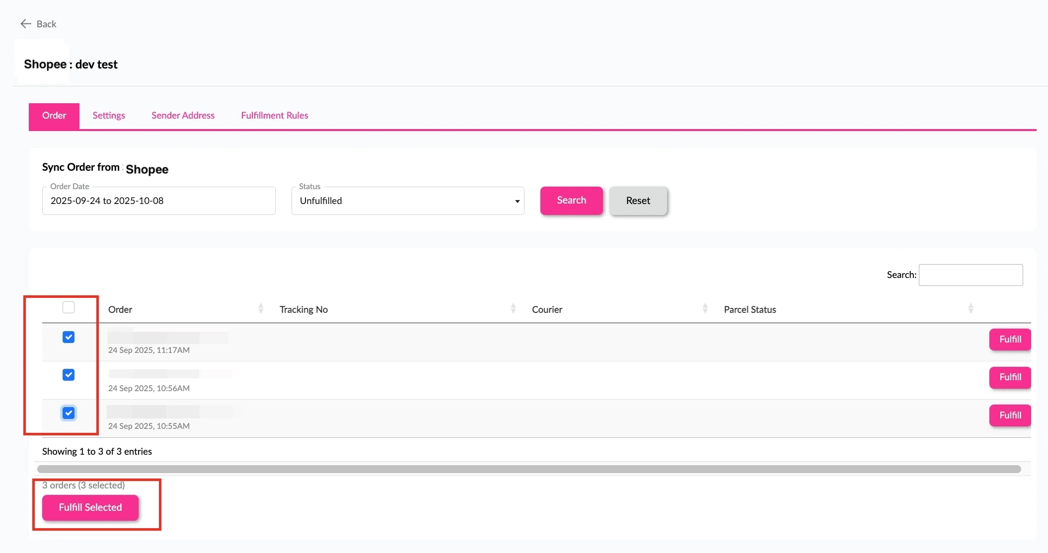Open App button for Shopee integration in EasyParcel