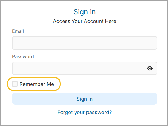 The “Remember Me” option allows you to stay signed in on a trusted device, reducing the need to repeatedly enter your password and Multi-Factor Authentication (MFA) code.