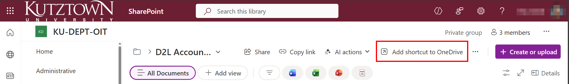 In a SharePoint folder, the top menu bar will have an option to Add shortcut to OneDrive.