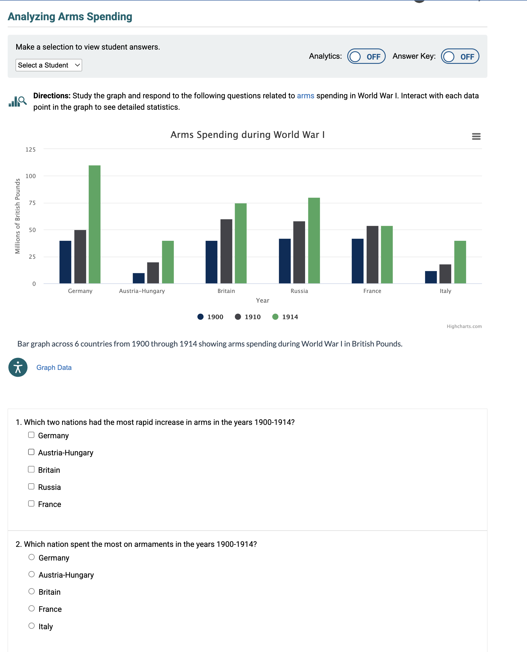 screenshot of the Instructor view with analytics turned off