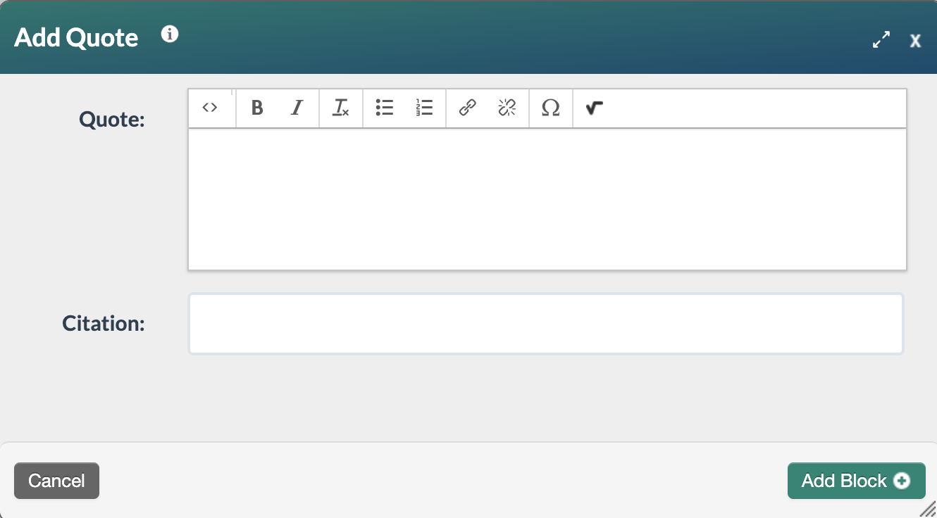 Add Quote blank form