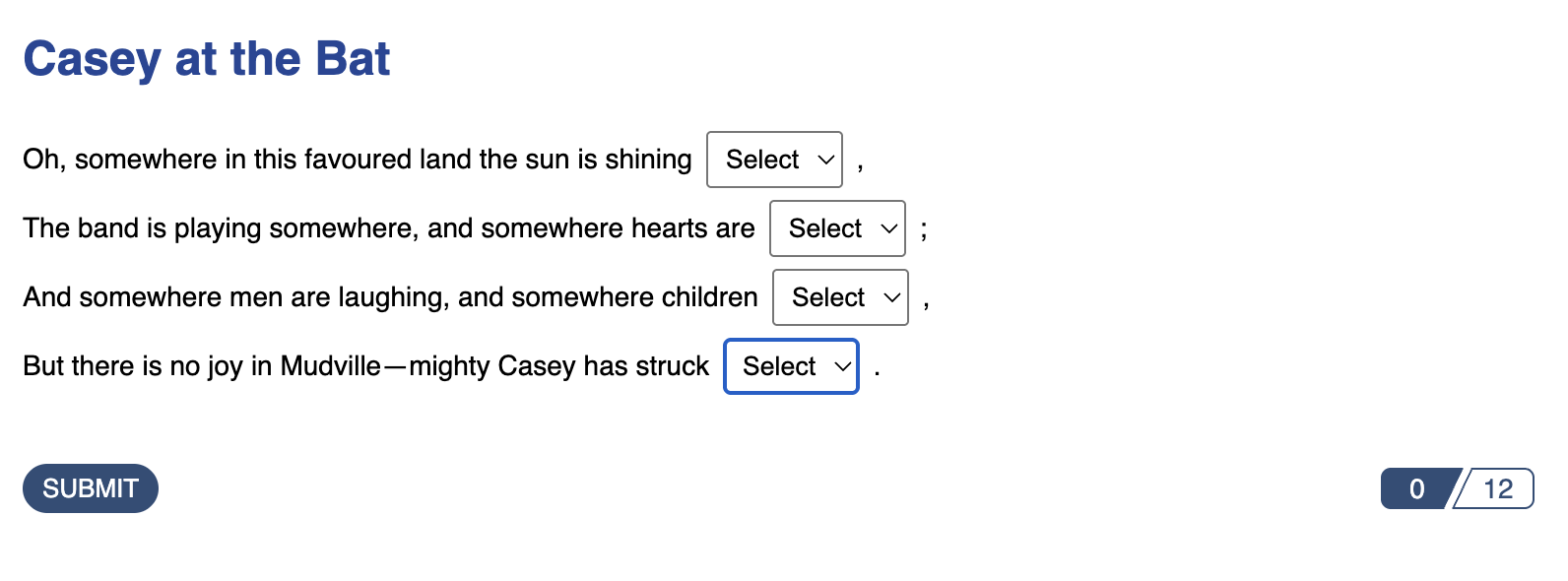 Screenshot of published view of the Cloze block.