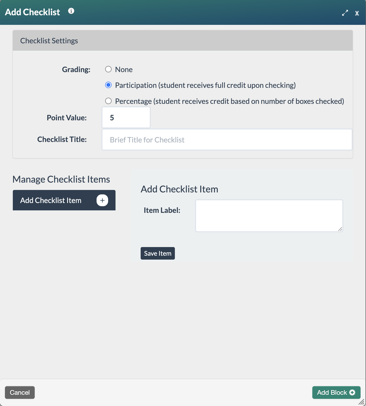 add checklist blank form