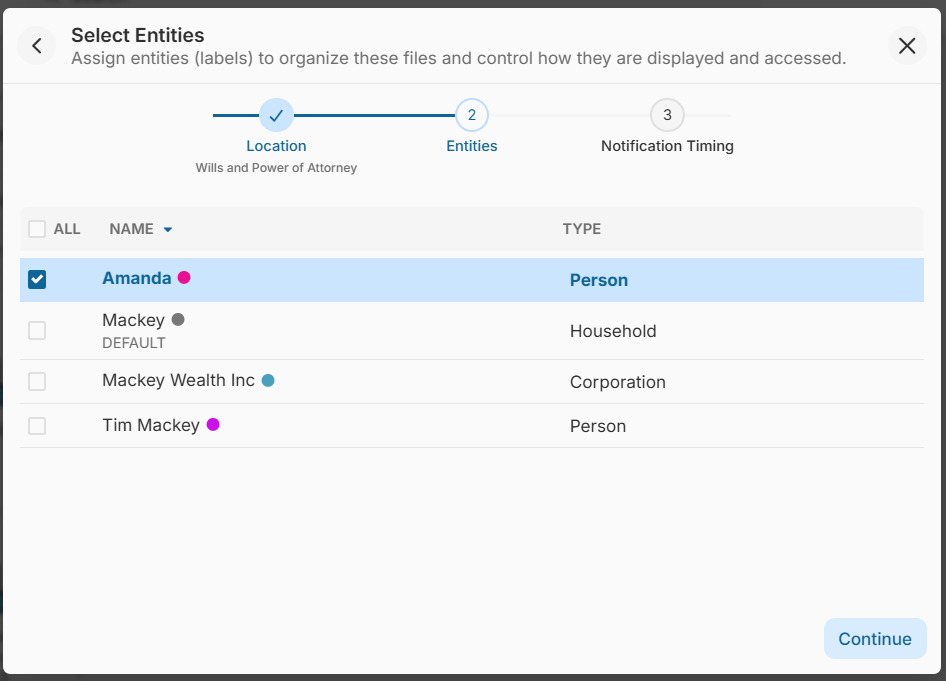 Assign entities (labels) to organize these files and control how they are displayed and accessed.