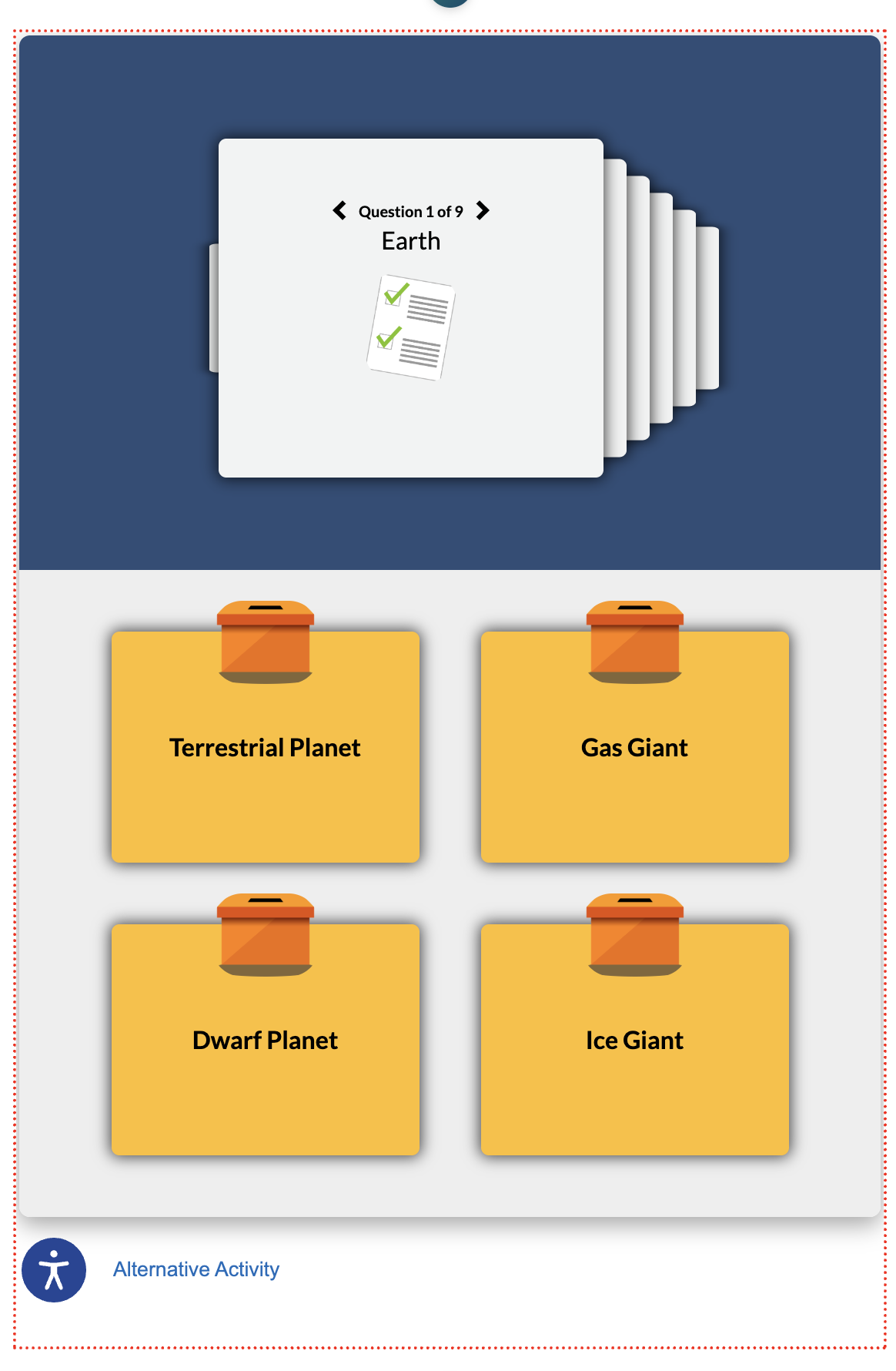 screenshot of classification activity in edit view