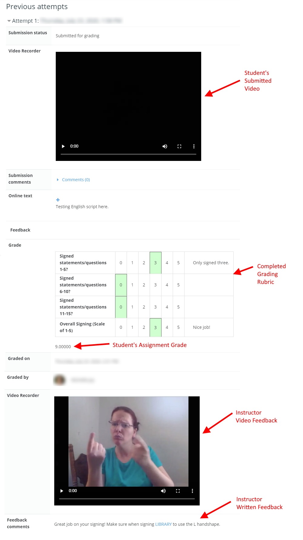 Review instructor feedback
