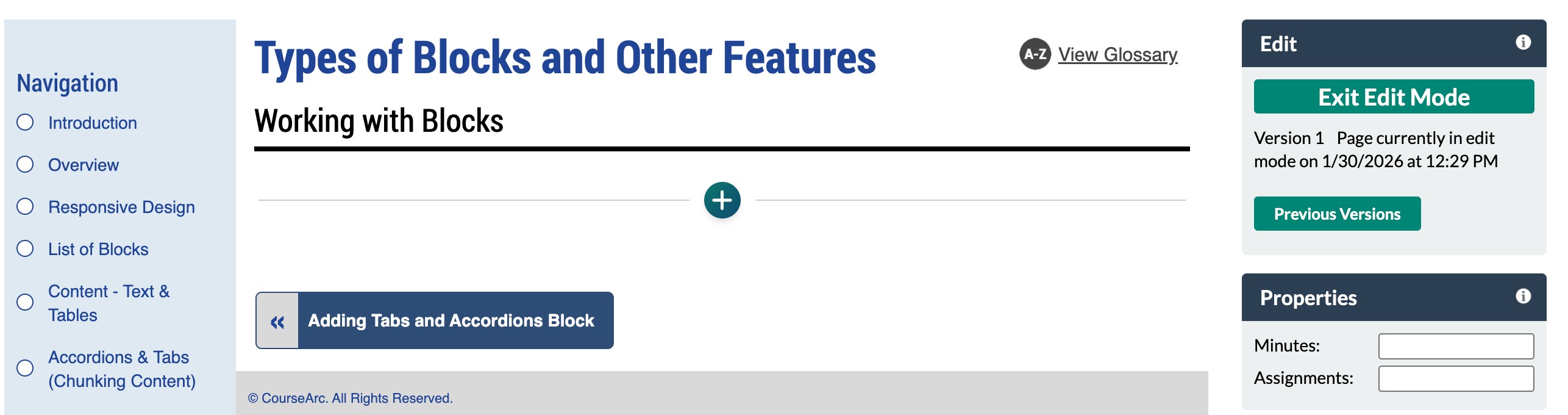 Screenshot of a blank content page in Edit mode.