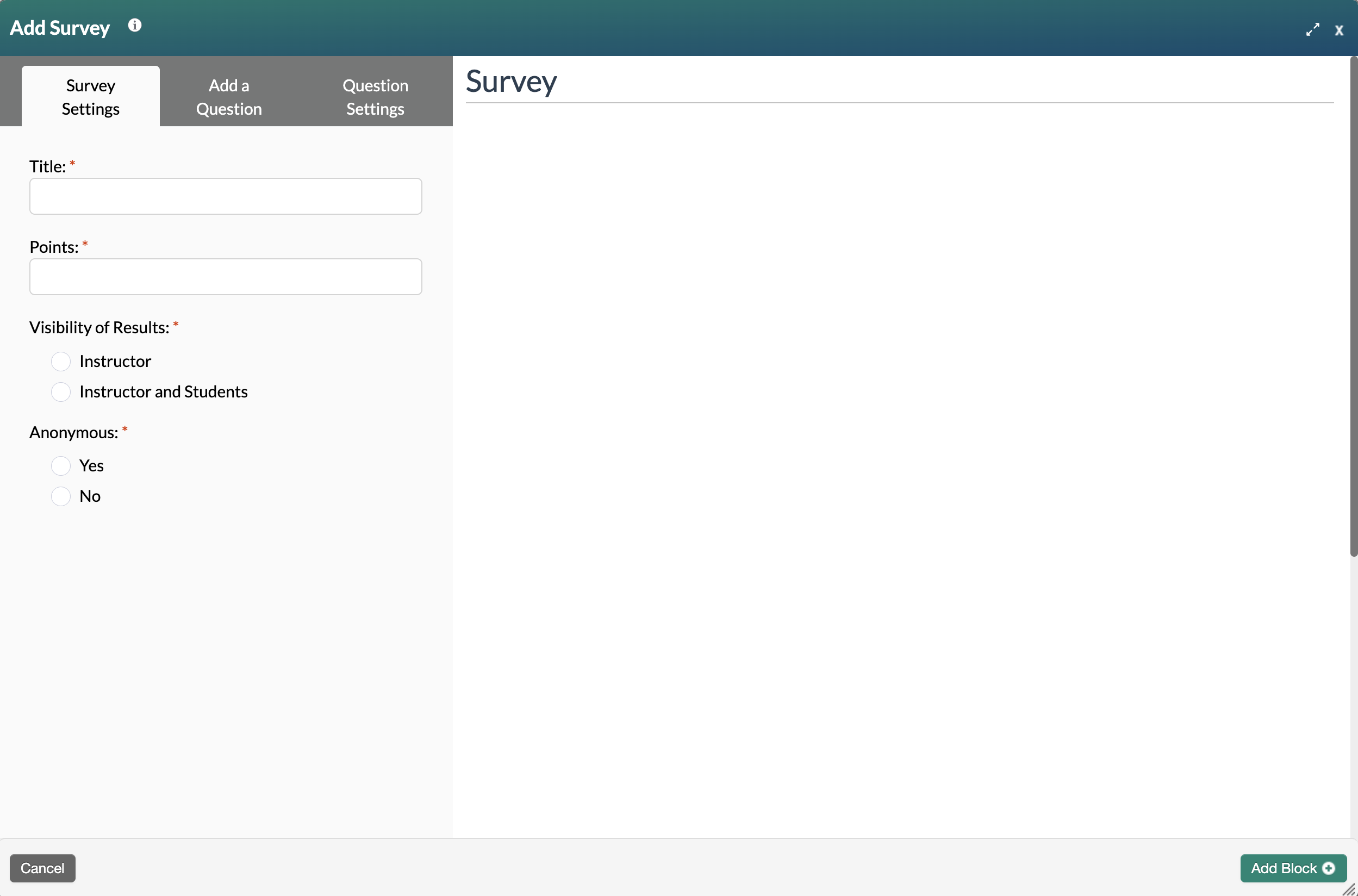 add survey blank form