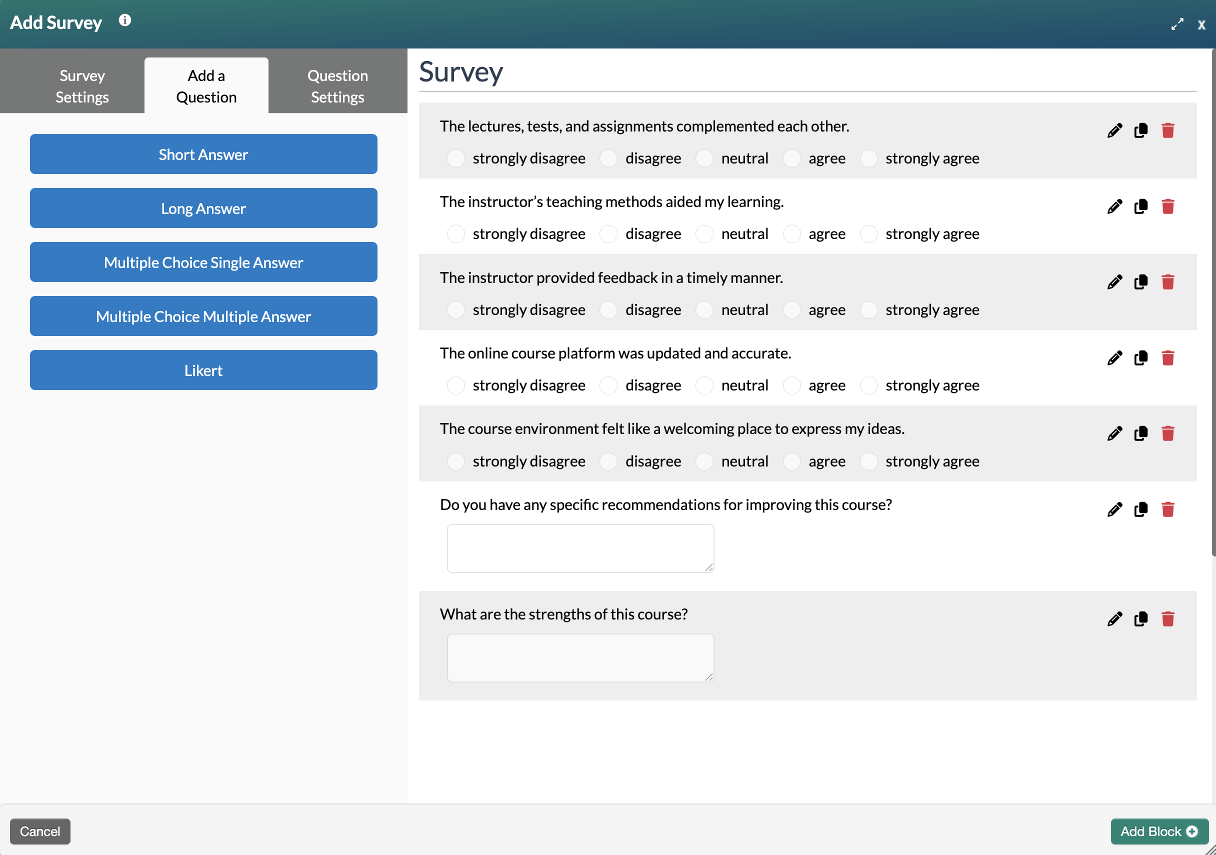 Add survey edit form with Questions showing in the preview pane