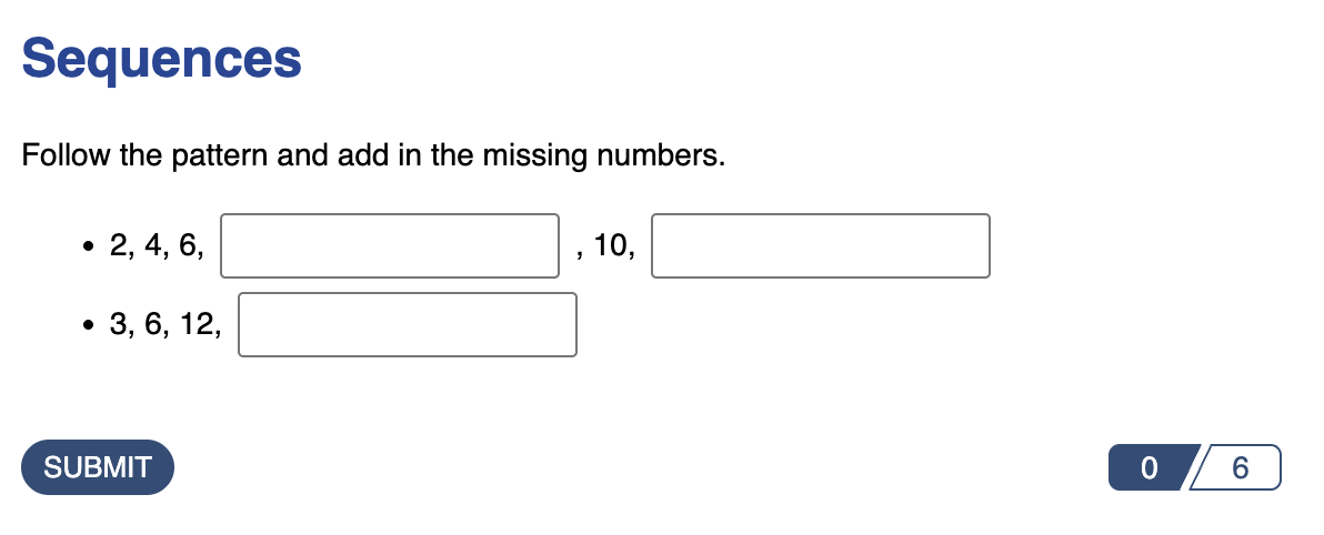 sample published view of a number answer type for sequences