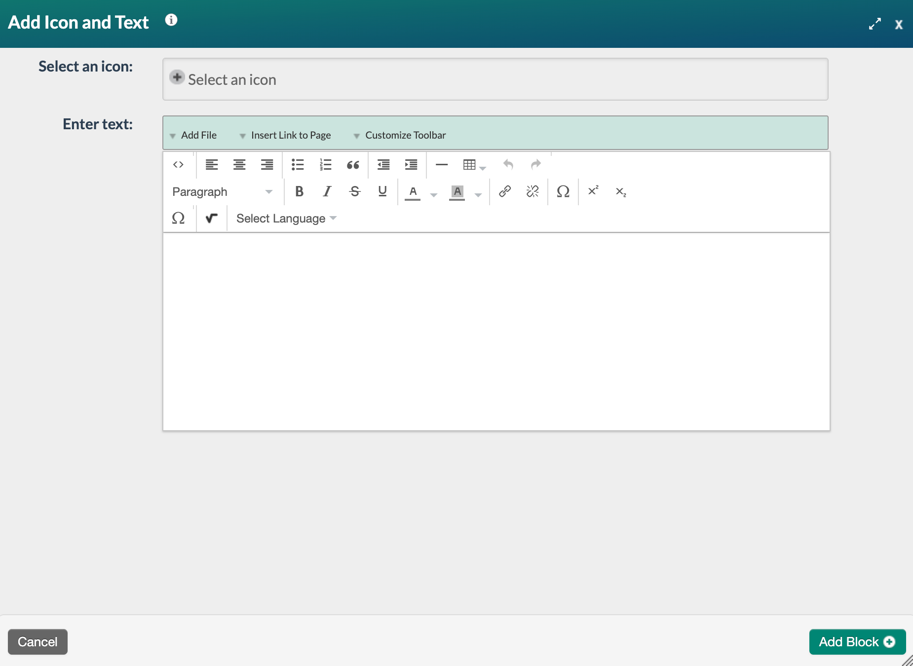 icon and text blank form