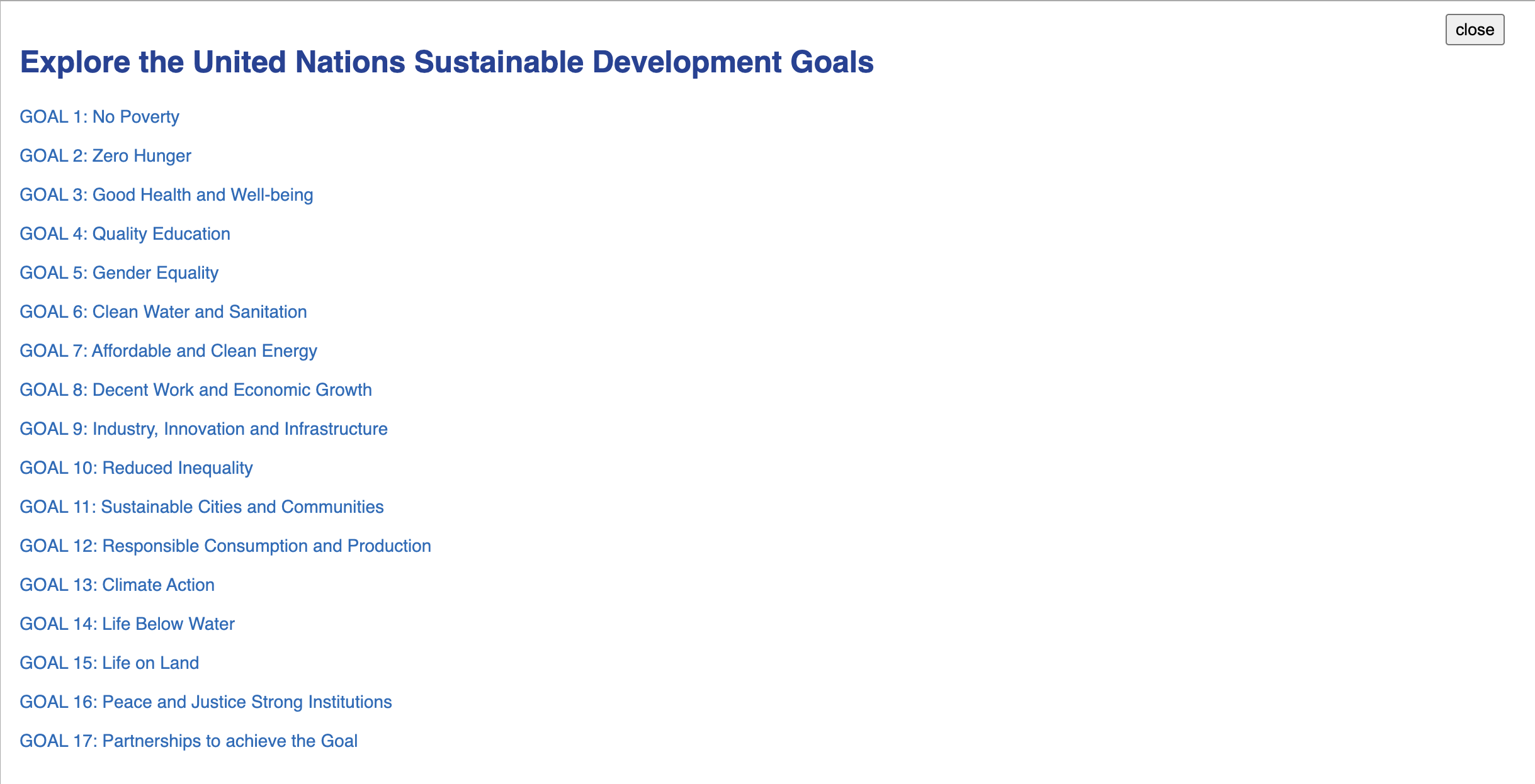 sample icon and link to popup in the published view