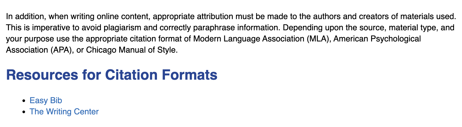 content text and tables block published on the page. 