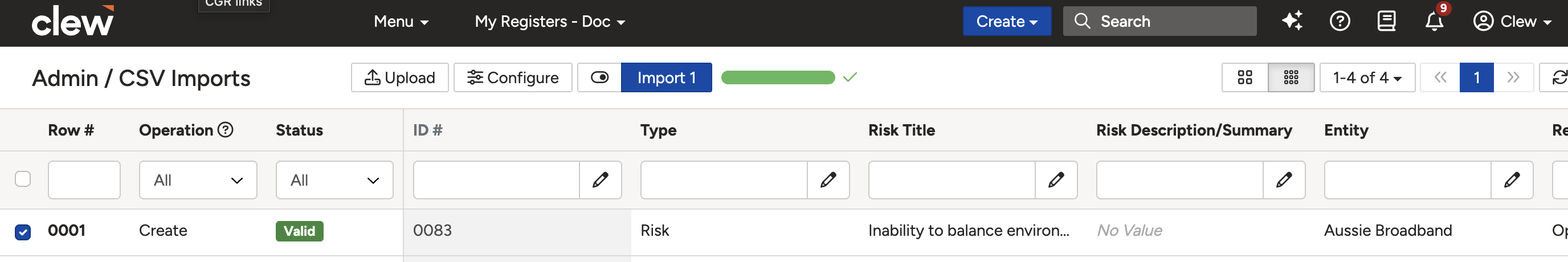 The import action button shown in blue, indicating Import Mode is active and ready to run.