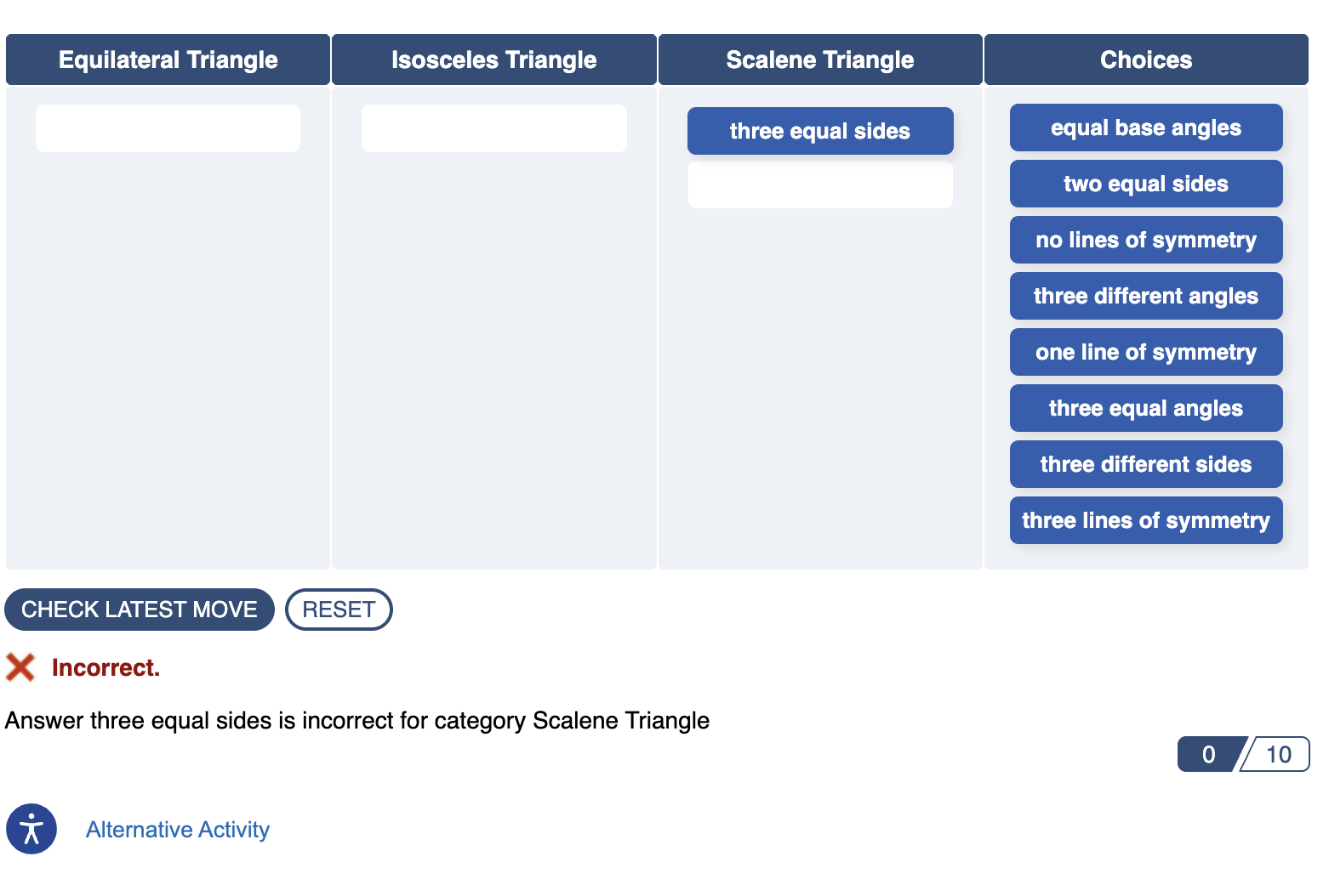 published view of a categorization exercise with nine items