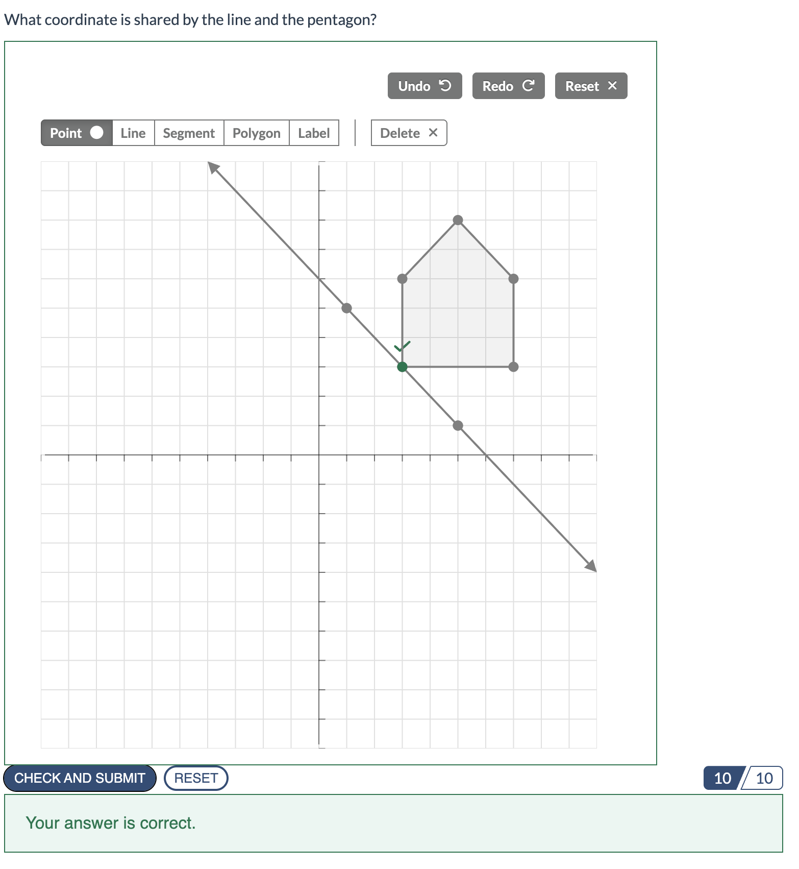 screenshot of learner view with correct information identified